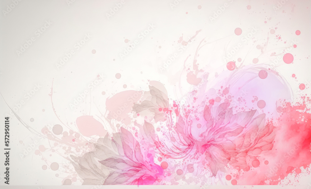 Abstract watercolor art background with pink flowers in style of watercolor paints design. Peculiar 