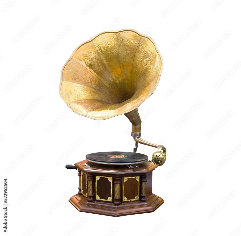 antique gramophone isolated on white