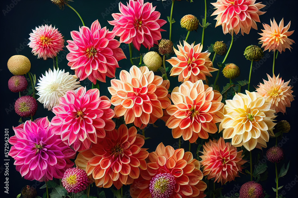 Dahlia flower banquet beautiful spectacular flower arrangement for background of wedding dinner love