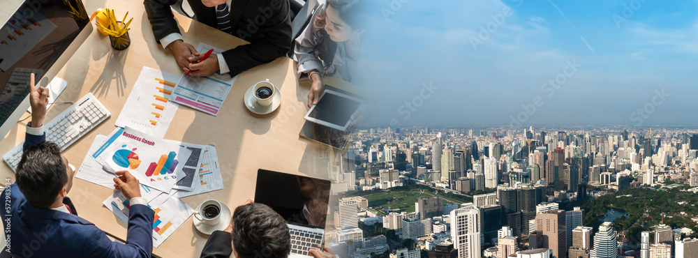 Business people group meeting shot from top widen view in office . Profession businesswomen, busines