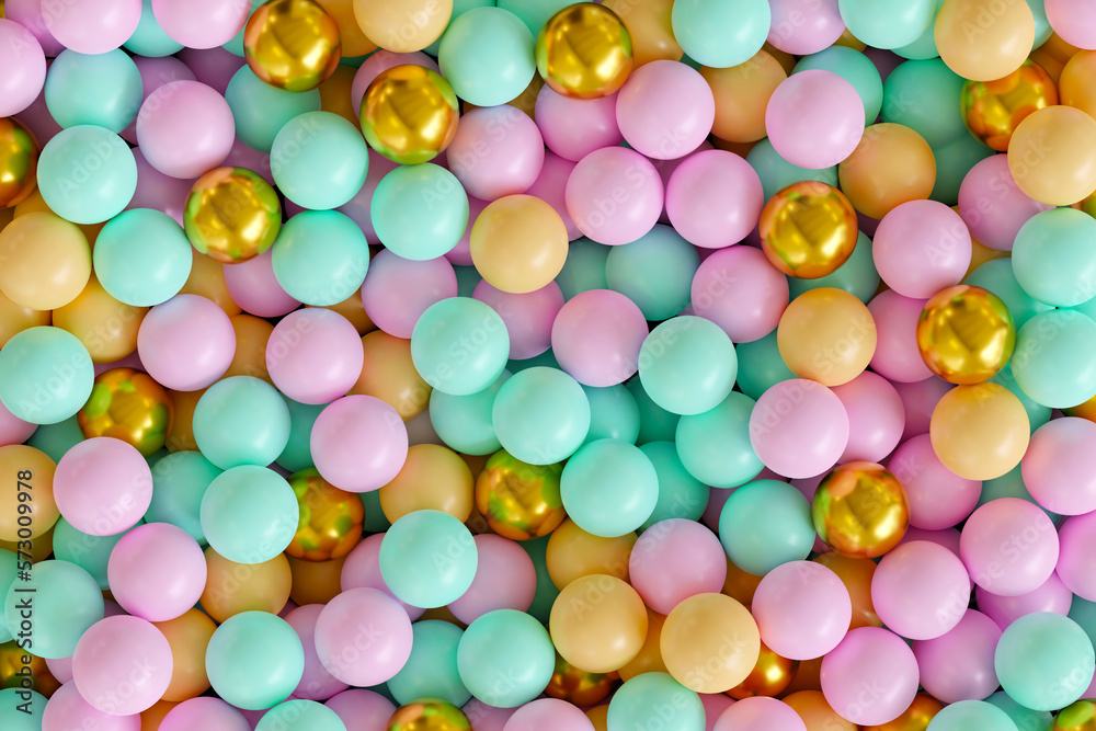 Colorful and glossy balls, sweet candy or bubble gum. Bright background with a lot of multi colored 