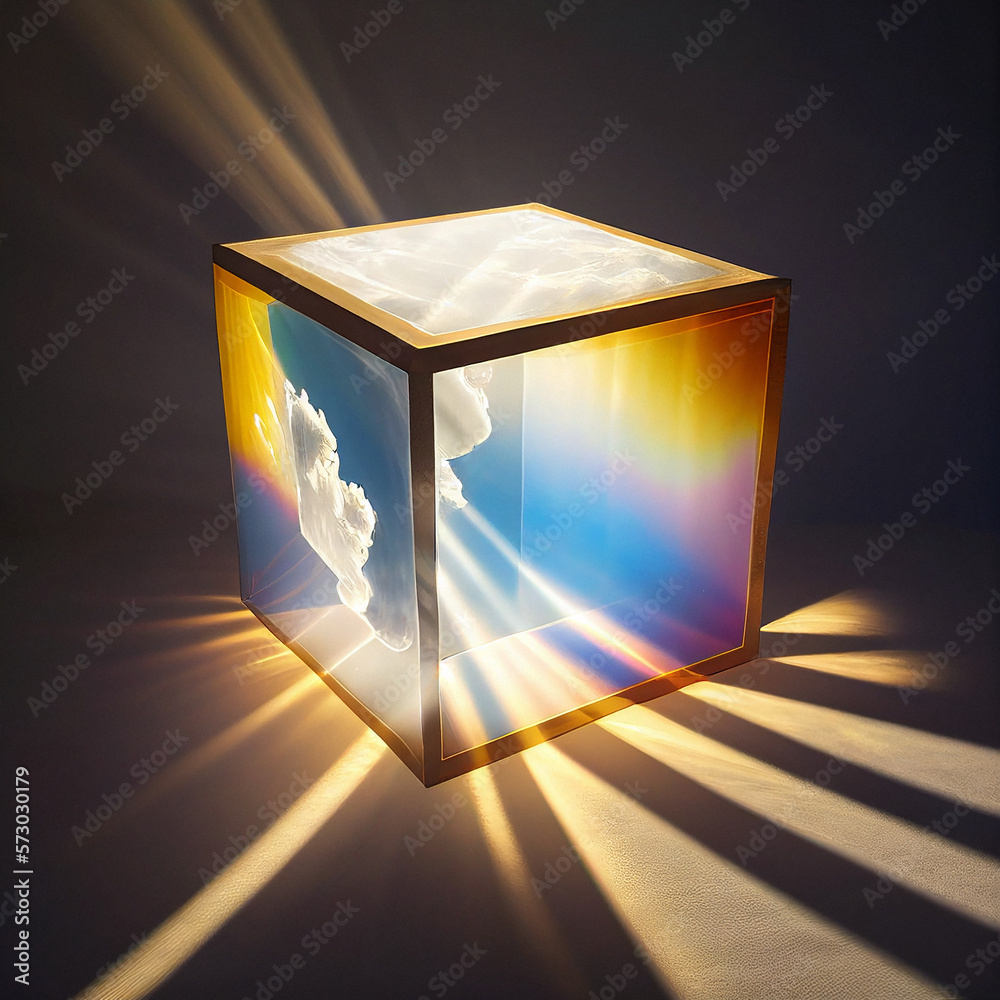 Sunlight Shining in Glass Cube - Generative Ai