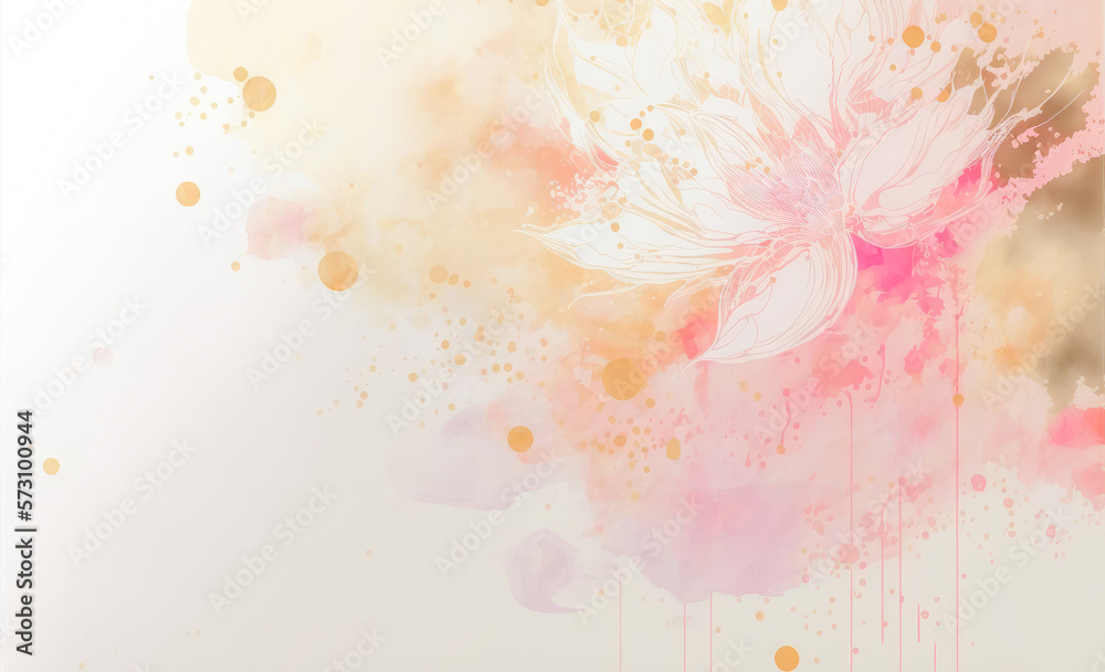 Abstract watercolor art background with pink flowers in style of watercolor paints design. Peculiar 