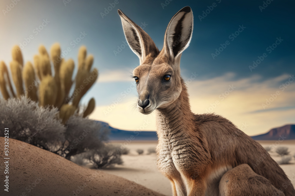 A female cute  kangaroo in the wild , blur, 4K, Animal Wallpaper, wildlife Background, AI