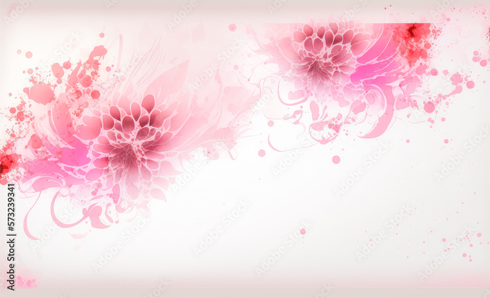 Abstract watercolor art background with pink flowers in style of watercolor paints design. Peculiar 