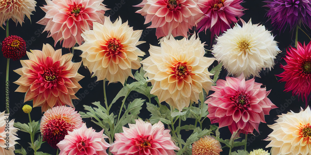 Dahlia flower banquet beautiful spectacular flower arrangement for background of wedding dinner love