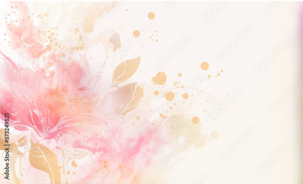 Abstract watercolor art background with pink flowers in style of watercolor paints design. Peculiar 