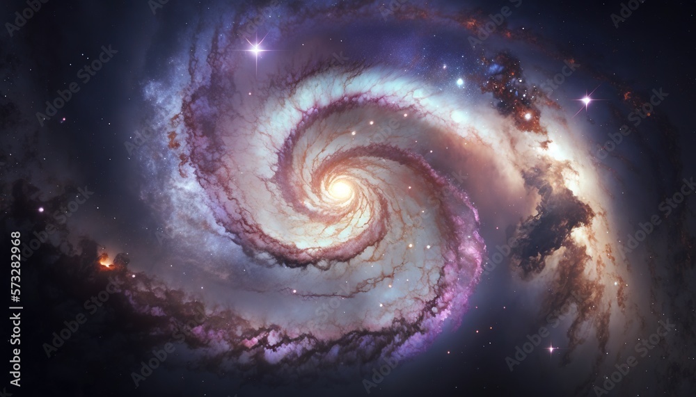 Spiral galaxy with stars in deep space. Milky way galaxy. Generative AI