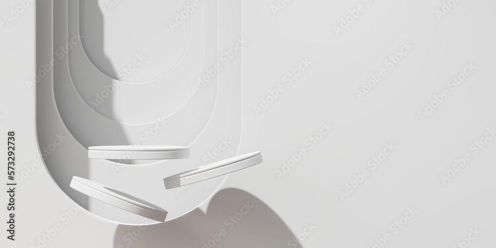 Abstract Minimal Modern White Podium Platform For Product Display Showcase 3D Rendering