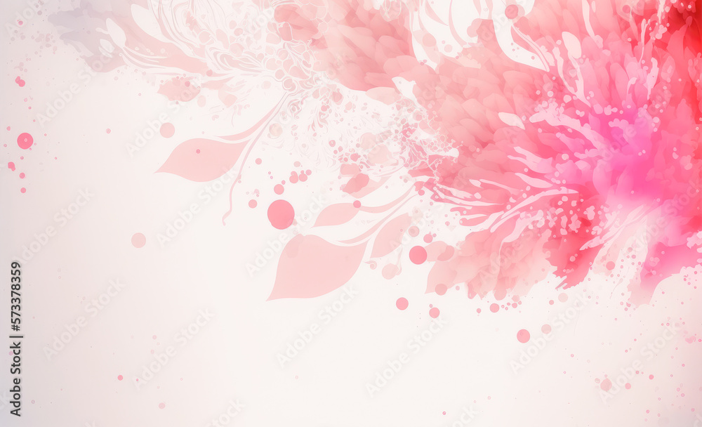 Abstract watercolor art background with pink flowers in style of watercolor paints design. Peculiar 