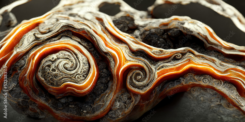 Sedate realistic marco detailed black and red alcohol ink ripples pattern in agate design. Closeup t