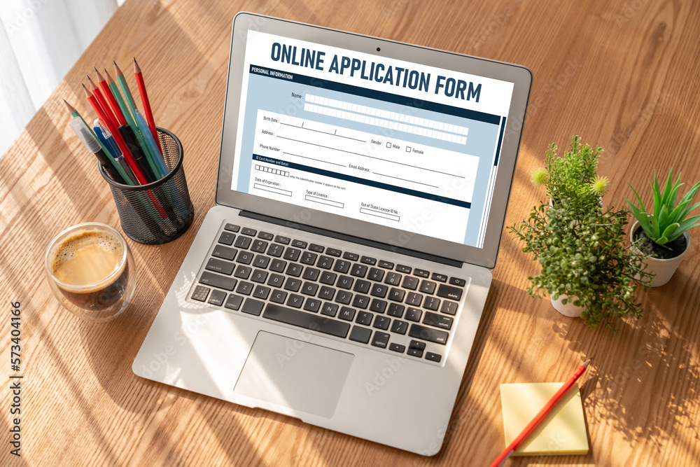 Online application form for modish registration on the internet website