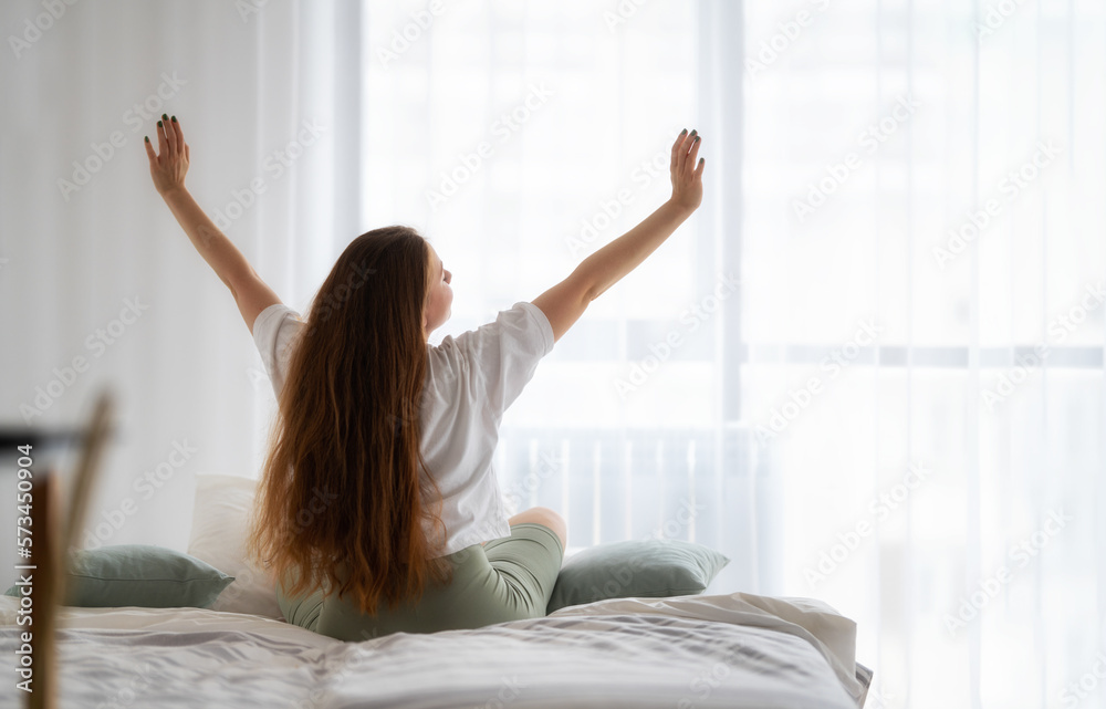 woman enjoying sunny morning