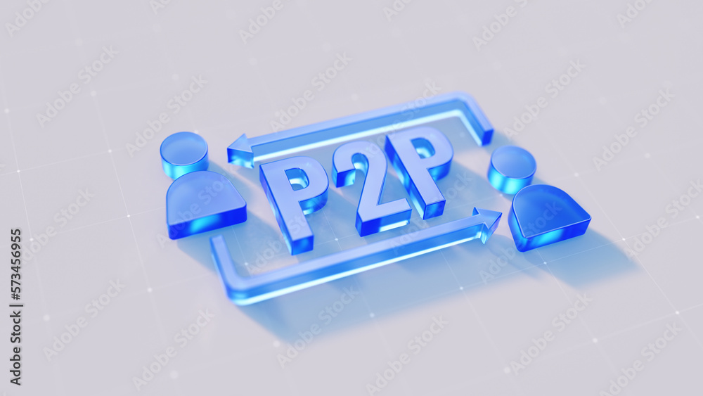 Peer to peer p2p network icon - 3d rendering