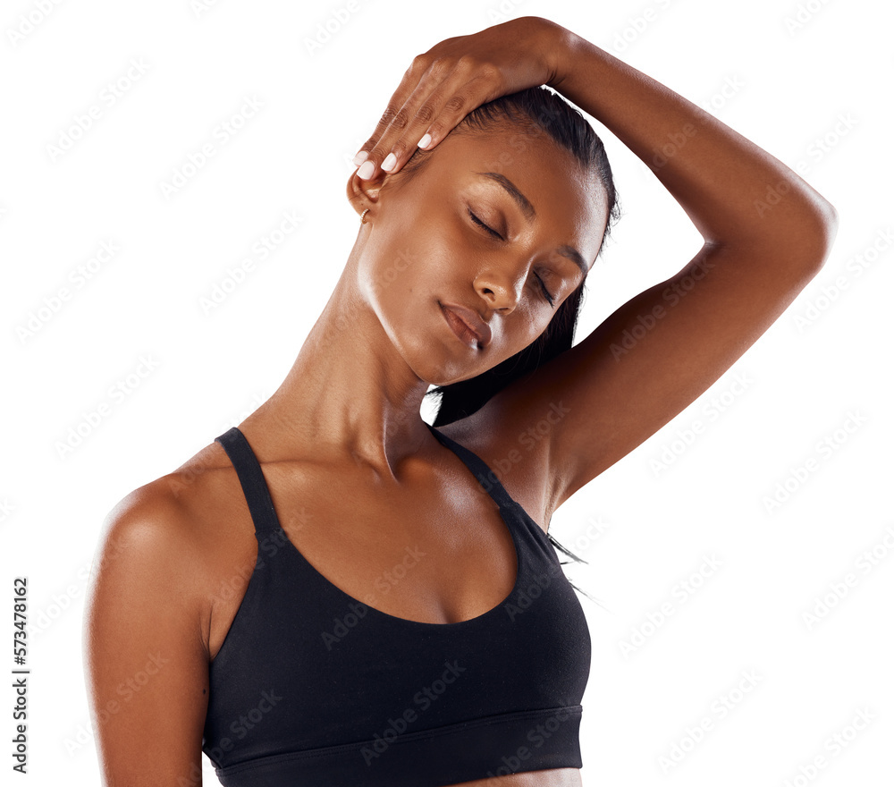 A fit or a sports woman stretching her sore neck to get relief from neckpain or injury after workout