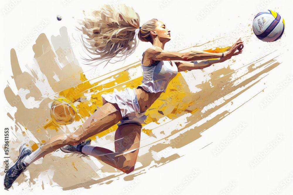 illustration Volleyball players dream of floating on the clouds Digital Painting (ai generated)