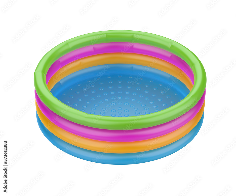 Colorful childrens inflatable pool on transparent background