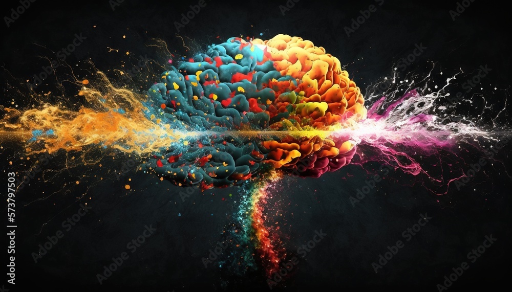  a colorful brain is shown with a black background and a white light coming out of the top of the br