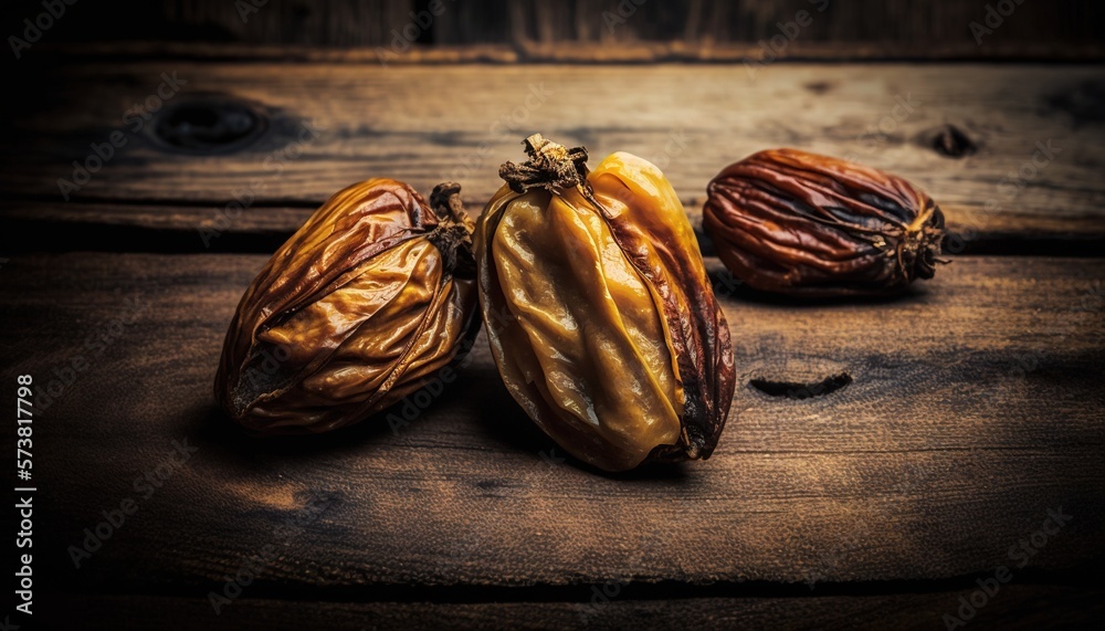  a group of nuts sitting on top of a wooden table next to each other on top of a wooden table with a