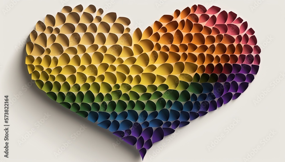  a heart made out of many different colors of circles of different sizes and shapes on a white backg