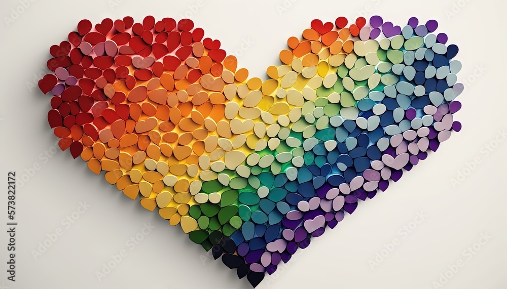  a rainbow heart made of small hearts on a white background with a white background and a white back