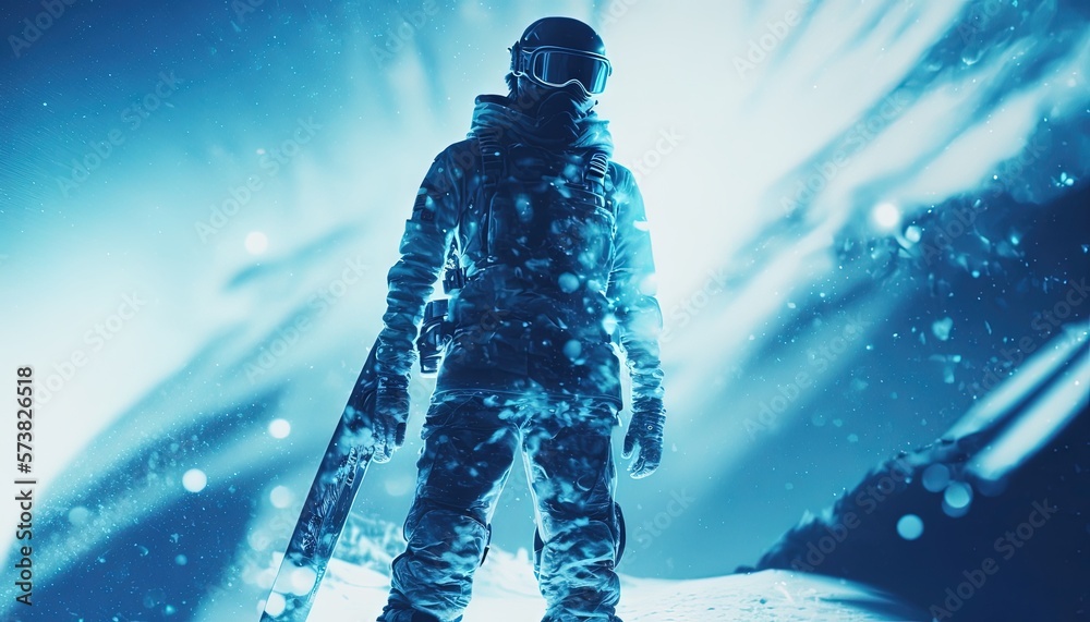  a man standing on a snow covered slope holding a snowboard in his hand and wearing a helmet and gog