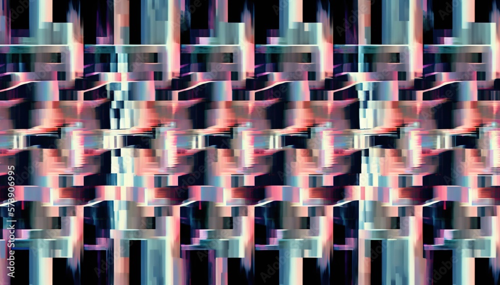  an abstract image of a series of pink and grey squares and rectangles on a black and white backgrou