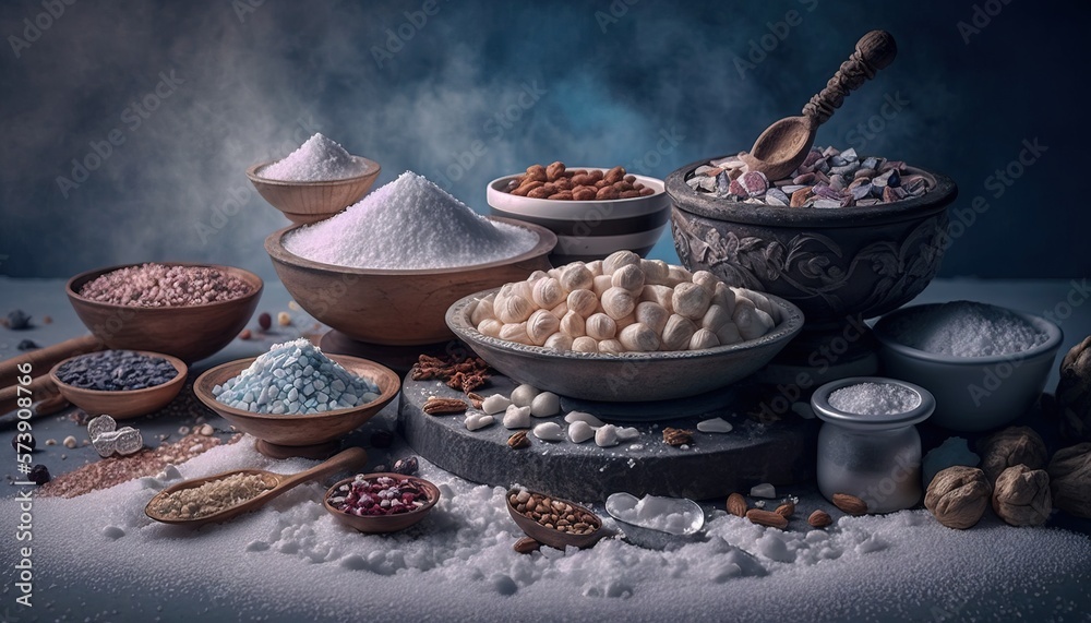  a table topped with bowls filled with different types of food and ingredients next to each other on