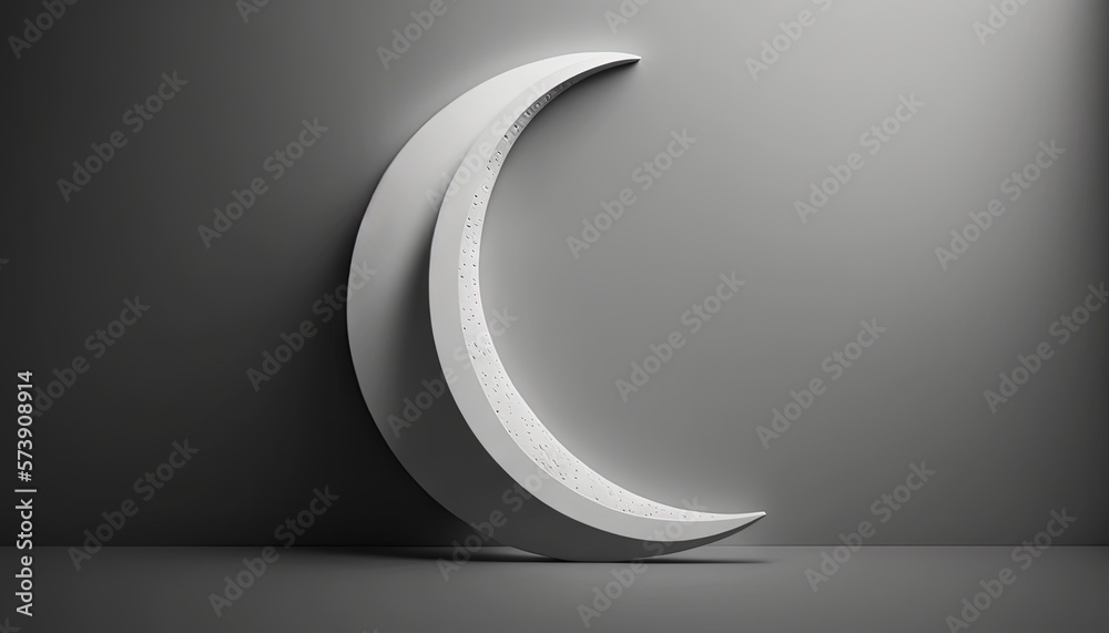  a white curved object on a gray background with a light coming from the top of it and the bottom of