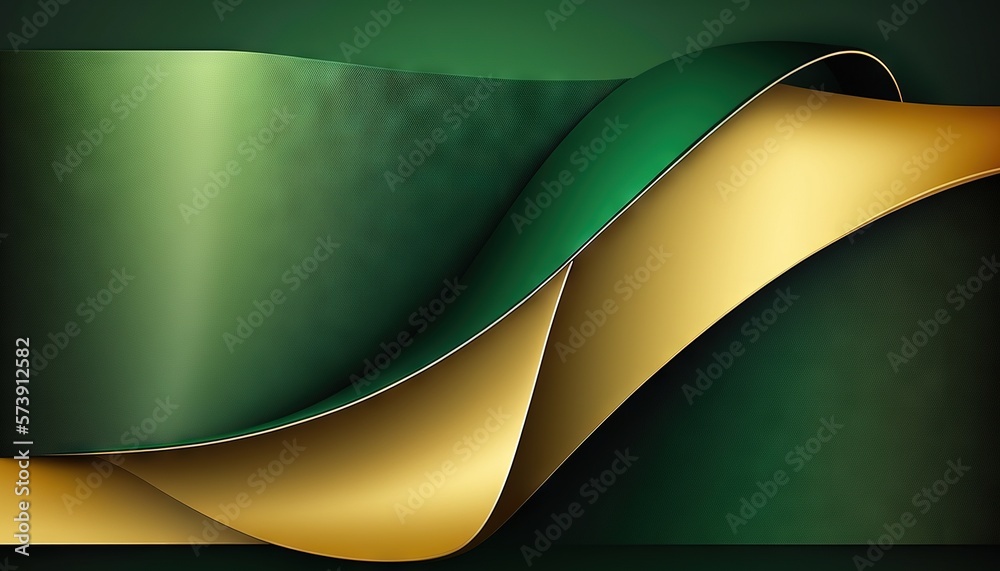  a green and gold abstract background with a curved gold line on the bottom of the image and a curve