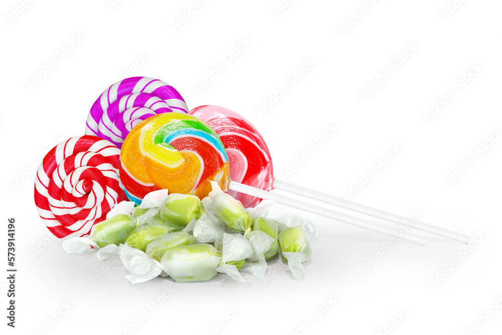 milk candy lollipop candy isolated on white background summer concept