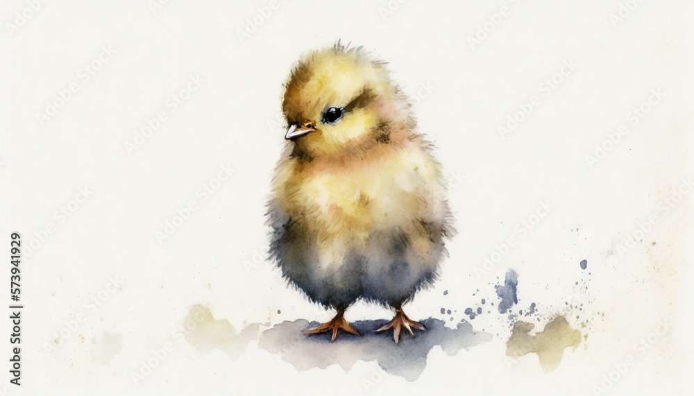  a watercolor painting of a small bird on a white background.  generative ai