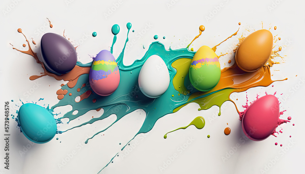  a group of eggs with different colors on a white background.  generative ai