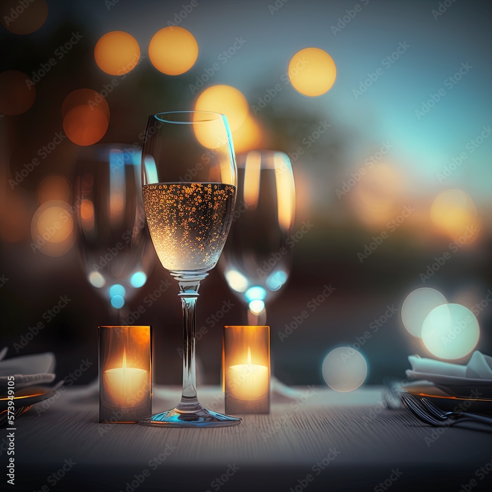  a table topped with three wine glasses filled with liquid and lit candles.  generative ai