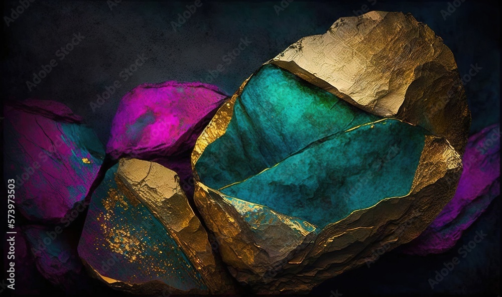  a group of colorful rocks sitting next to each other on top of a table.  generative ai