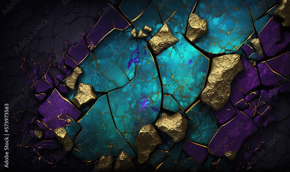  a blue and gold background with a crack in the middle.  generative ai