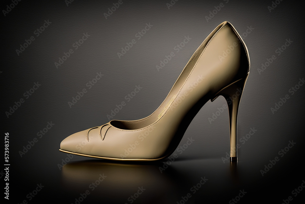  a pair of high heeled shoes on a black background.  generative ai