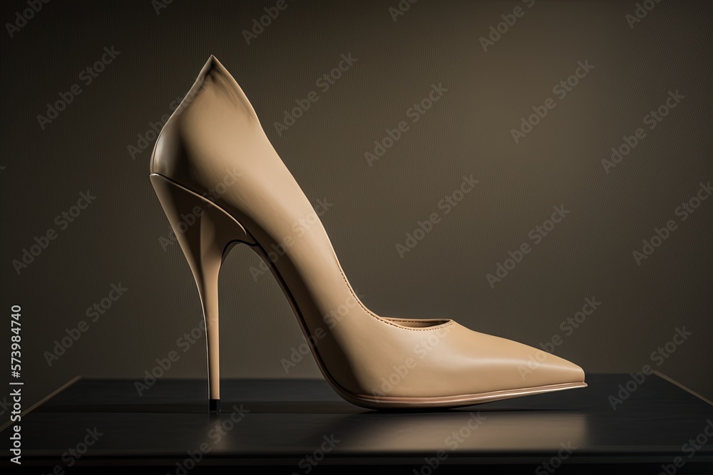  a pair of high heeled shoes sitting on top of a table.  generative ai