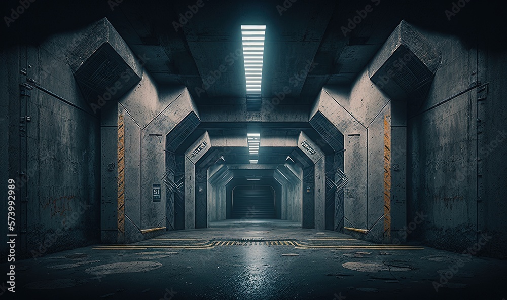  a dark tunnel with a light at the end of it.  generative ai