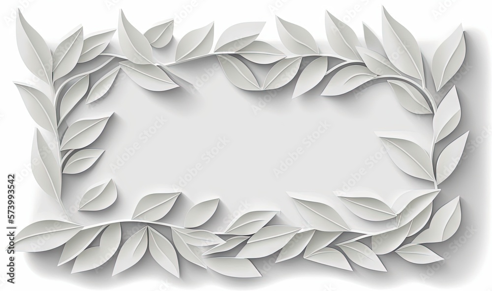  a paper cut out of leaves on a white background with space for text.  generative ai