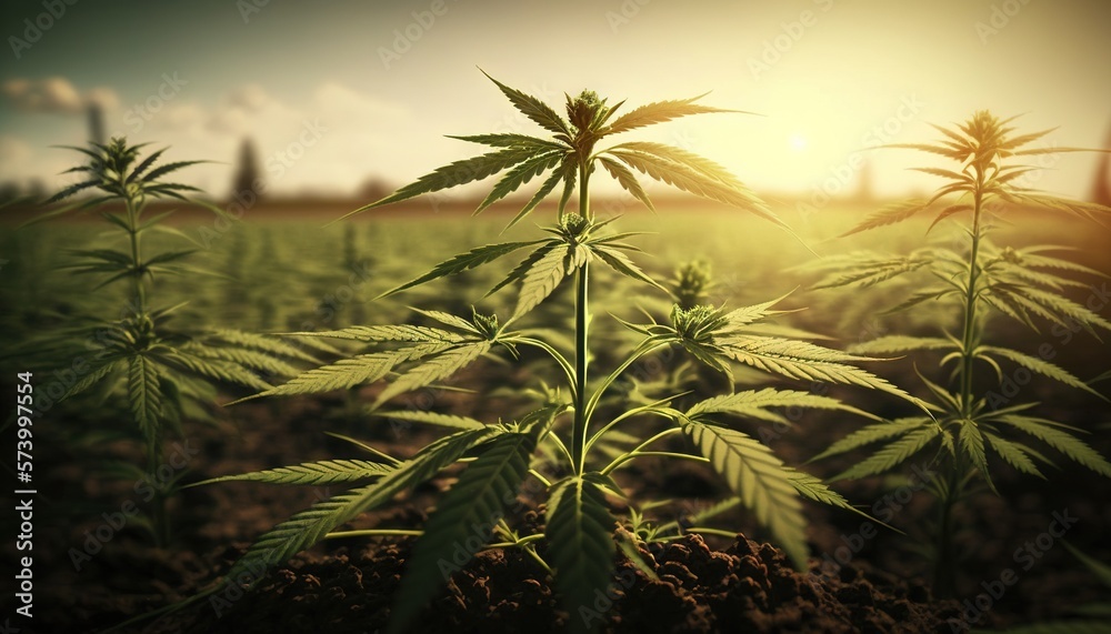  a field full of green plants with the sun shining in the distance behind them and a field of grass 