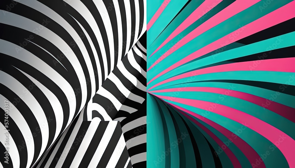  a colorful background with a black, white, and pink pattern and a green and pink background with a 