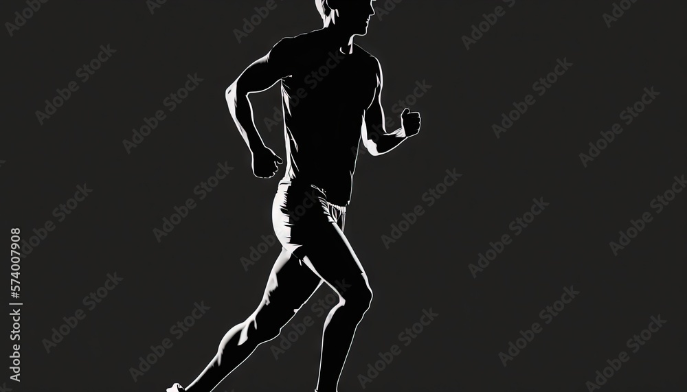  a silhouette of a man running on a black background with a white outline of a man running on a blac