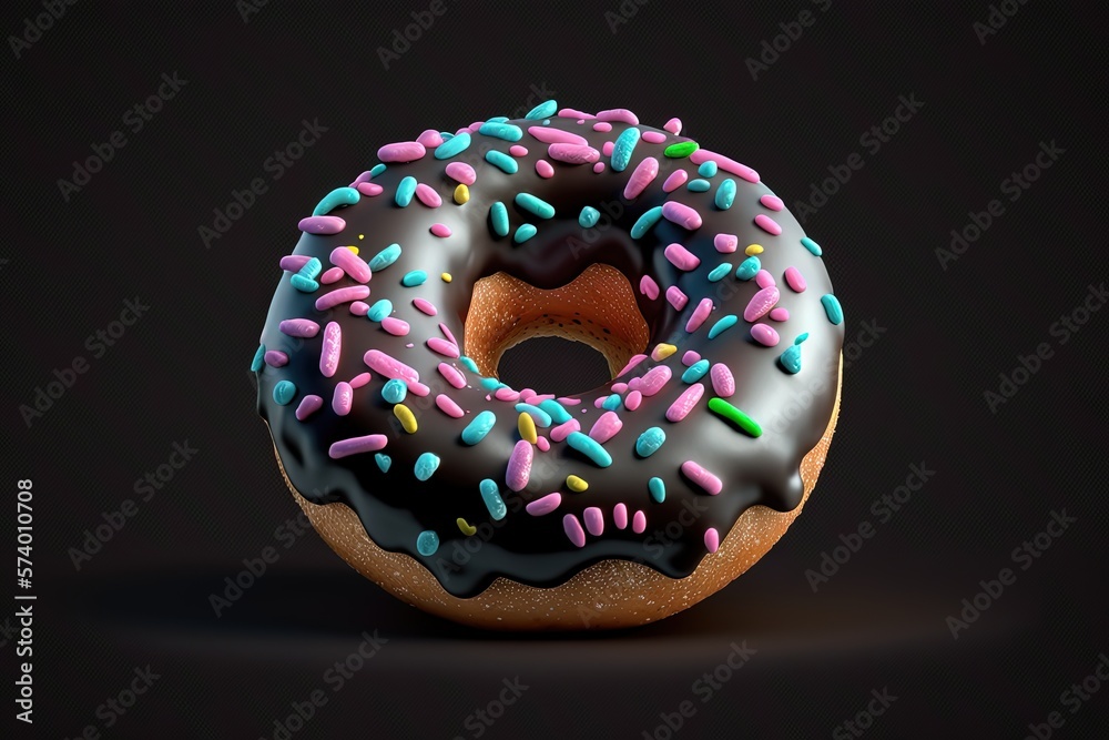  a donut with chocolate frosting and sprinkles.  generative ai