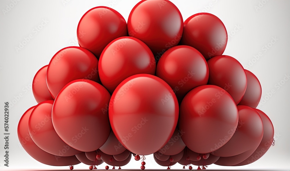  a bunch of red balloons floating on top of each other.  generative ai