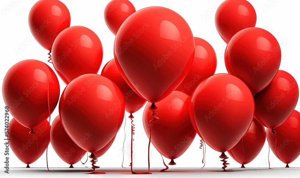  a bunch of red balloons with a string attached to them.  generative ai