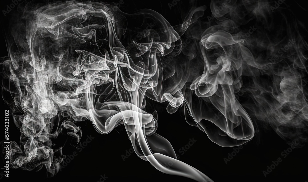  a black and white photo of smoke on a black background.  generative ai