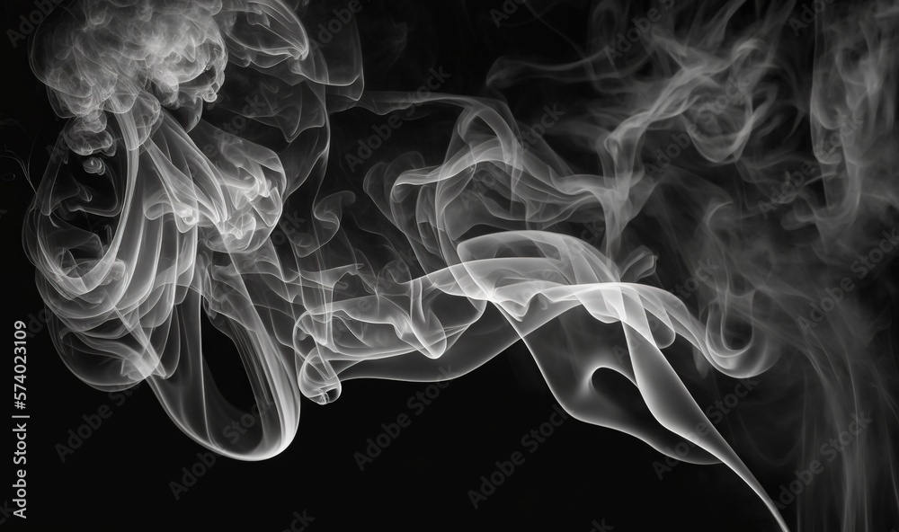  a black and white photo of smoke on a black background.  generative ai