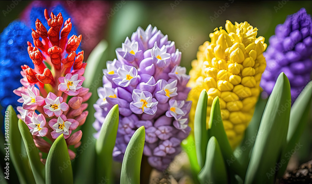  a group of flowers that are in the grass together with the colors of the flowers.  generative ai