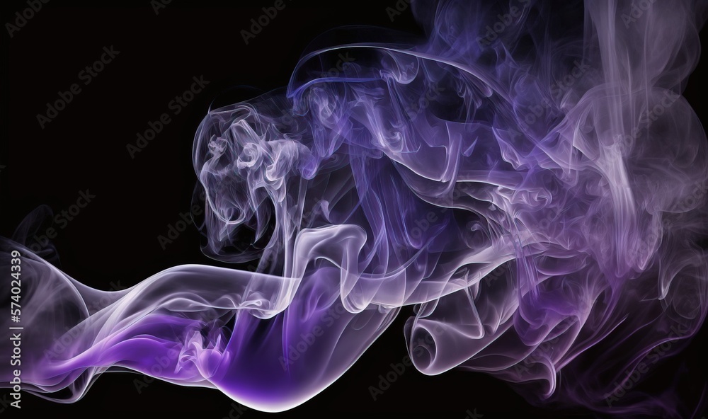  a purple and white smoke is shown on a black background.  generative ai